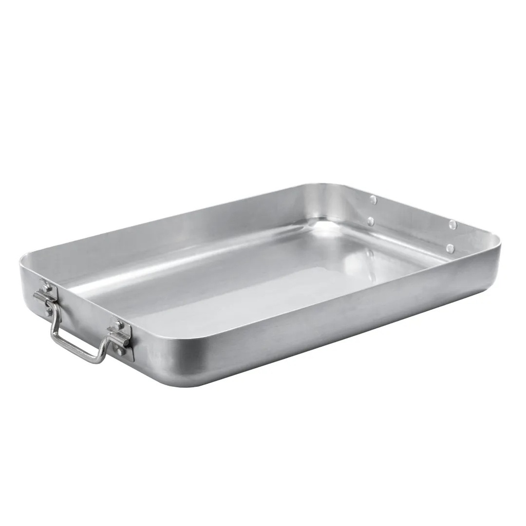 BANDEJA PROFESIONAL PARA HORNEAR DE ACERO EXTRA FUERTE CON ASA 60X40X8 CM ALUMWARE