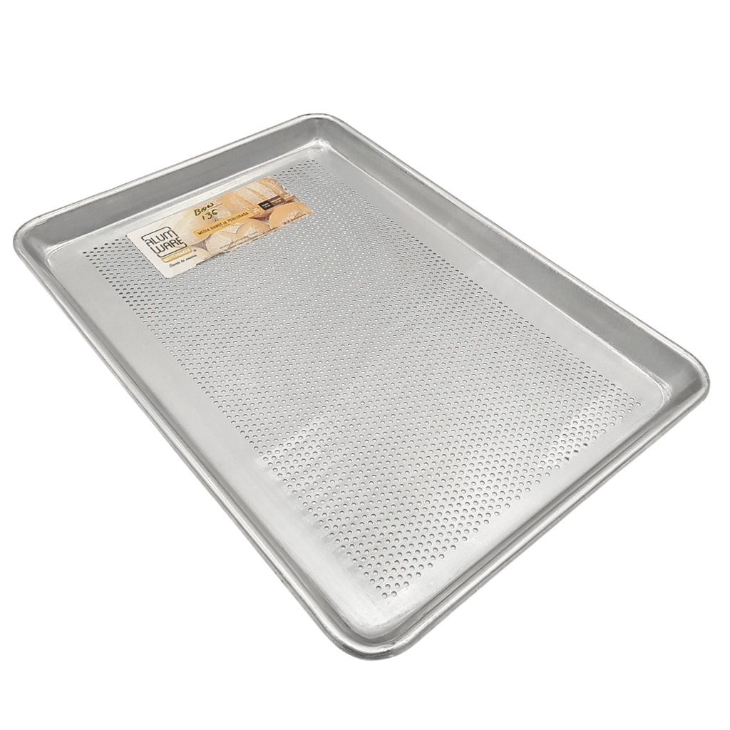 BANDEJA PERFORADA PANADERA DE ACERO INOXIDABLE 45X33 CM ALUMWARE