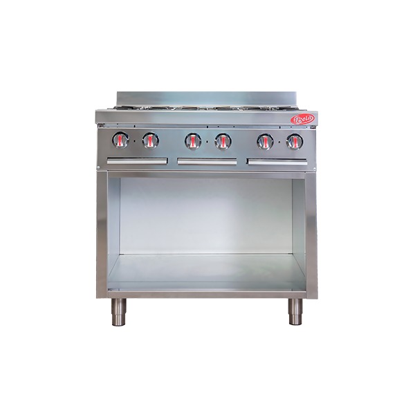 COCINA A GAS DE 6 HORNILLAS BASE SIN PUERTA DE ACERO INOXIDABLE 85,8x92x87 CM IBOIA