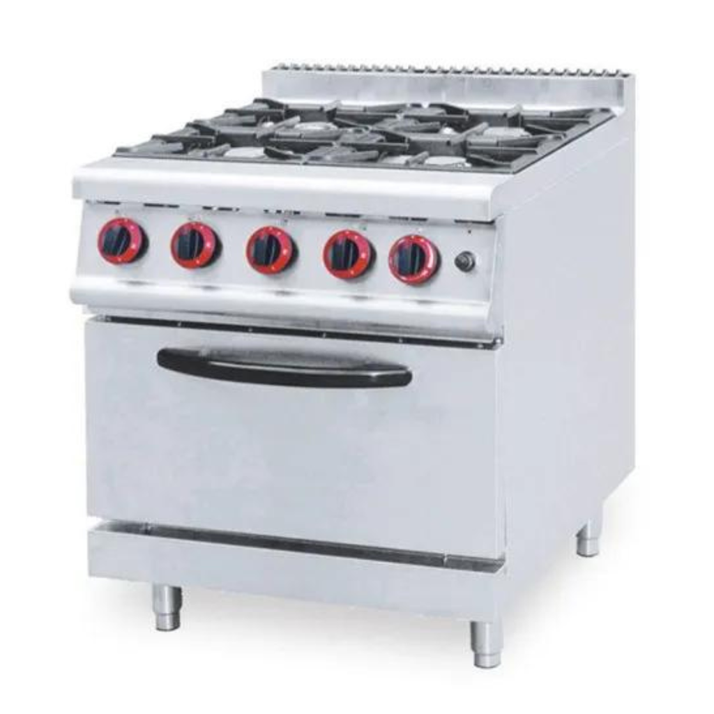 COCINA A GAS DE 4 HORNILLAS CON HORNO DE ACERO INOXIDABLE 85x70x75 CM SENZANI