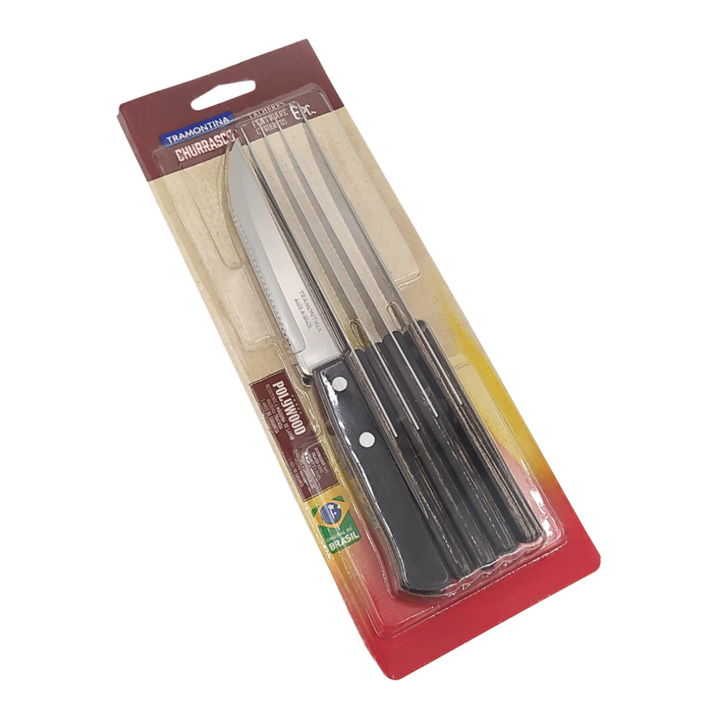SET DE 6 CUCHILLOS PARA ASADO ACERO INOXIDABLE 21CM TRAMONTINA