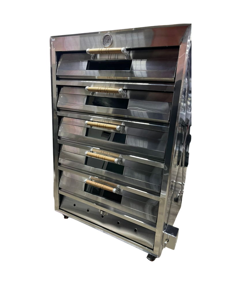 HORNO PANADERO A GAS CON RELOJ DE ACERO INOXIDABLE 172x120x82CM 5 CAMARAS 10 BANDEJAS MALPER