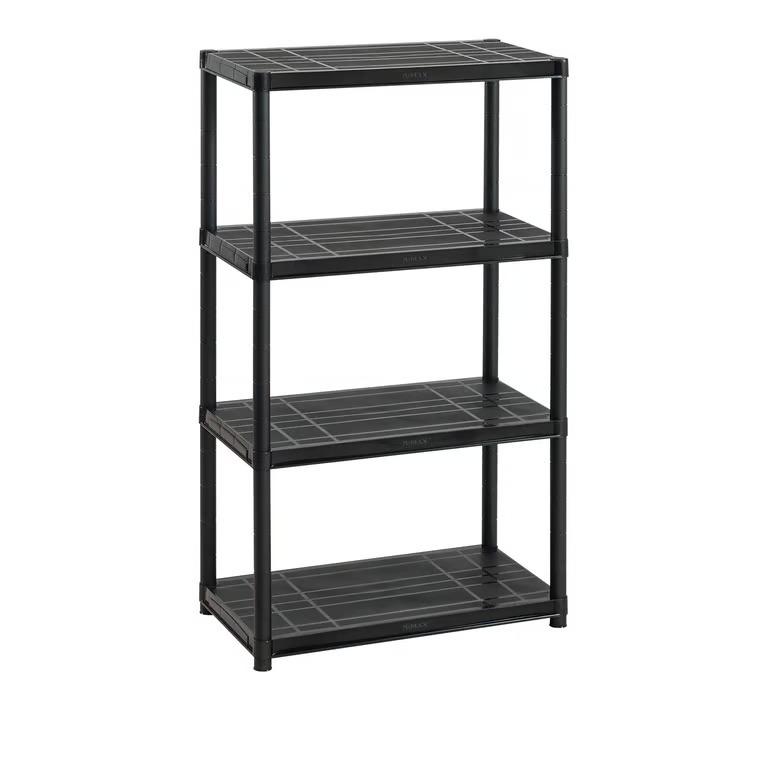 ESTANTERIA 4 NIVELES DE PLASTICO NEGRO RESISTENTE 20,8 X 80 X 40 CM RIMAX