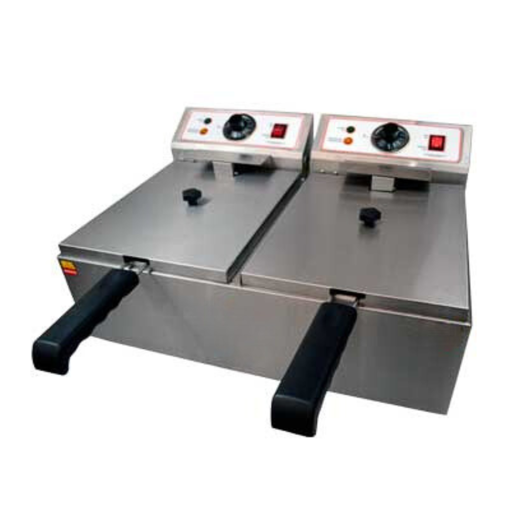 FREIDORA DE MESA DOS TANQUES DE ACERO INOXIDABLE 39 X 65 X 55 CM 5L 110V SENZANI