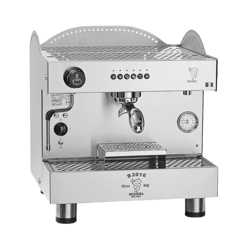 MÁQUINA DE CAFÉ ESPRESSO EN ACERO INOXIDABLE Y COBRE 1 GRUPO 110V BEZZERA