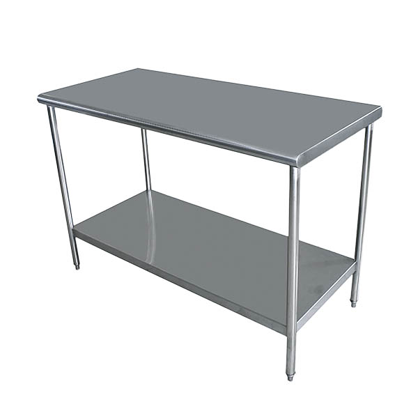 MESA CENTRAL CON ENTREPAÑO DE ACERO INOXIDABLE 120X70X85CM IES
