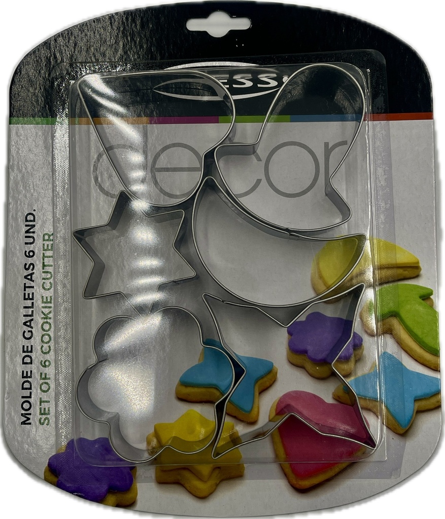 SET DE MOLDES PARA GALLETAS DE ACERO INOXIDABLE 6und 6x3x3CM PRESS 