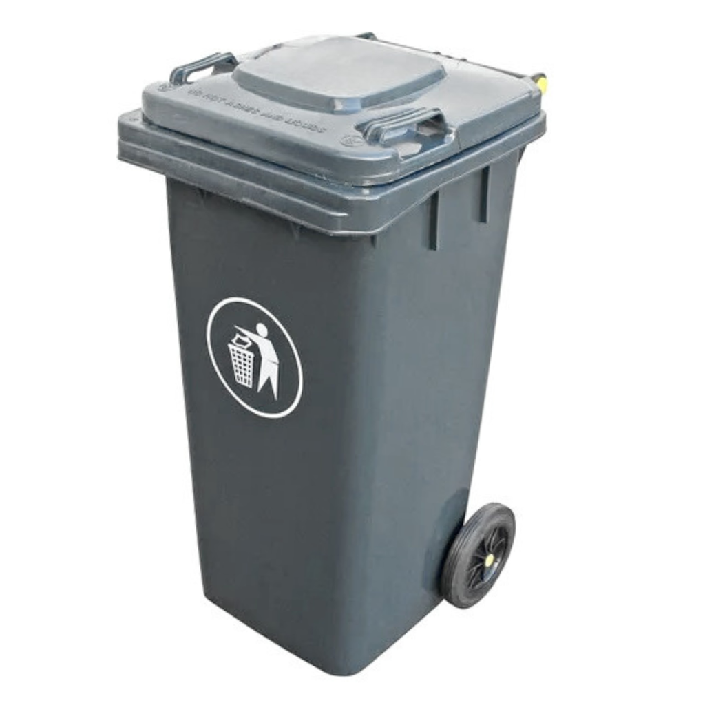 CONTENEDOR INDUSTRIAL CON RUEDAS GRIS DE POLIETILENO 180L ALFAHOGAR