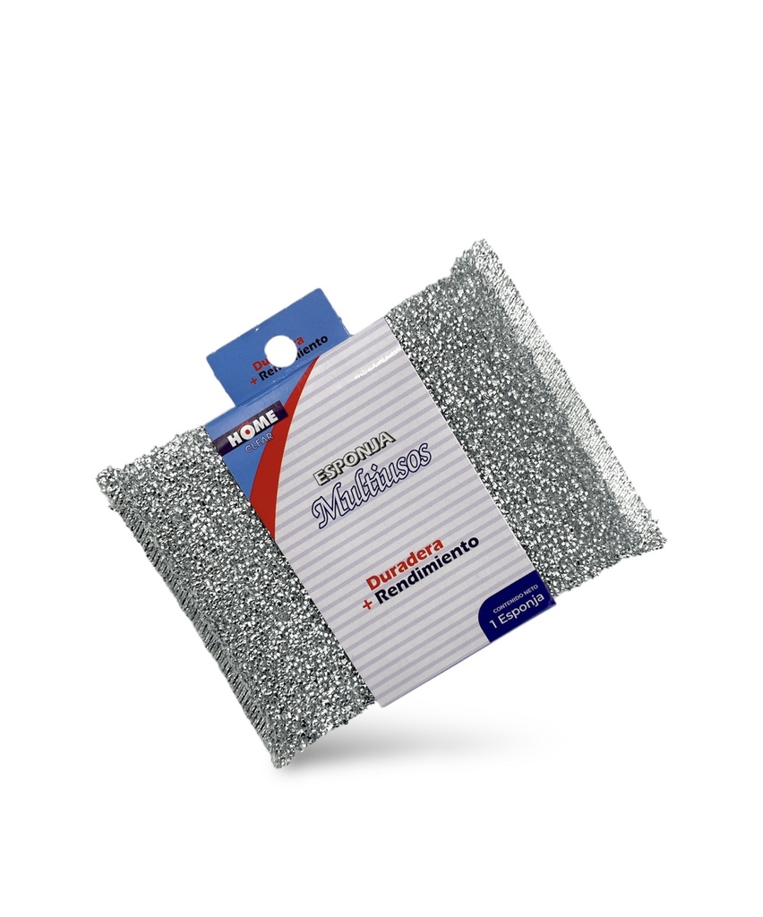 ESPONJA MULTIUSOS DE FIBRA METALIZADA 12 X 9 CM HOME