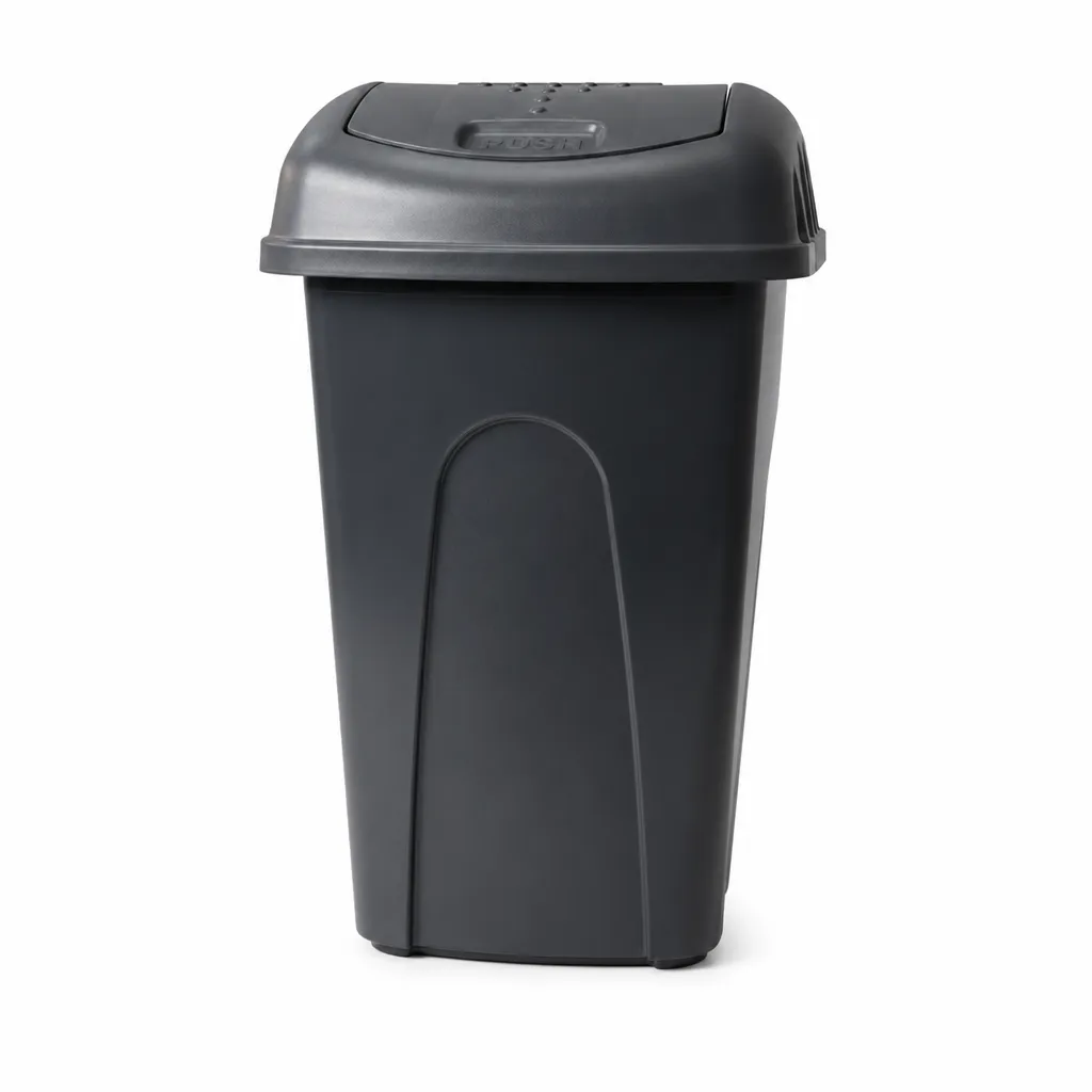 PAPELERA VAIVEN NEGRA DE PLÁSTICO 60L ALFA HOGAR