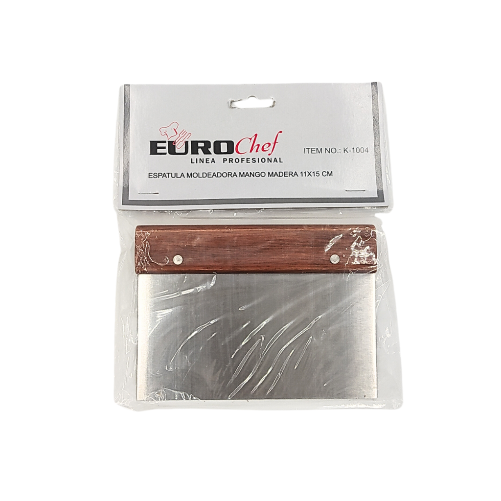 ESPÁTULA MOLDEADORA DE ACERO INOXIDABLE CON MANGO DE MADERA 15 X 11 CM EUROCHEF