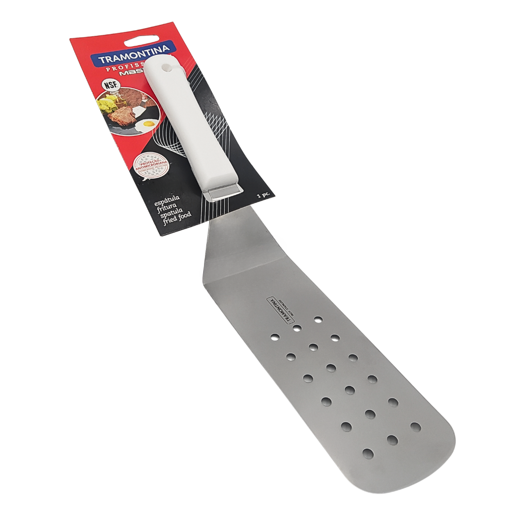 ESPATULA PERFORADA PARA FRITURA DE ACERO INOXIDABLE 9 X 3 CM TRAMONTINA