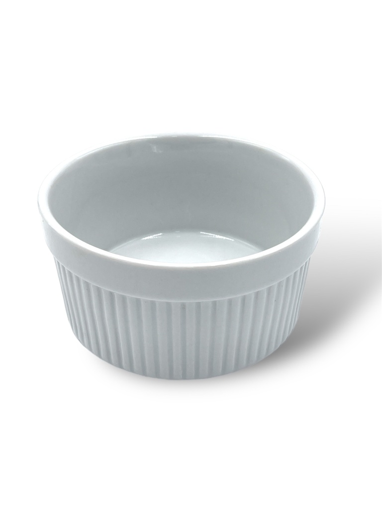 RAMEKIN ESTRIADO DE PORCELANA BLANCA 12,7 CM 