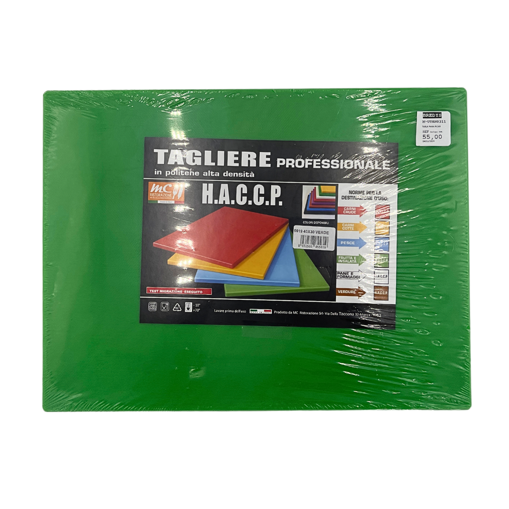 TABLA VERDE PARA PICAR PROFESIONAL DE POLIPROPILENO 50X38X3CM MC