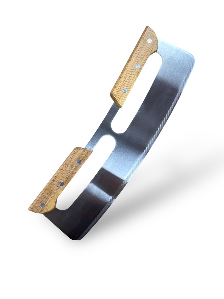 CUCHILLO MEDIA LUNA PARA PIZZA DE ACERO INOXIDABLE 35X10 CM