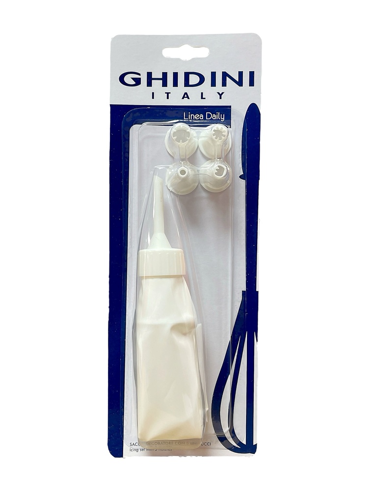 SET DE MANGA PASTELERA PARA DECORAR 5 BOQUILLAS ESTÁNDAR DE PLÁSTICO 30CM GHIDINI
