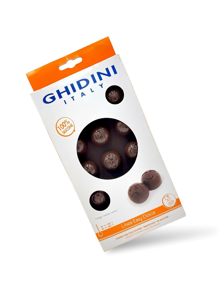 MOLDE EMOJI PARA BOMBONES DE CHOCOLATE DE SILICONAA 21.5x10.5CM GHIDINI
