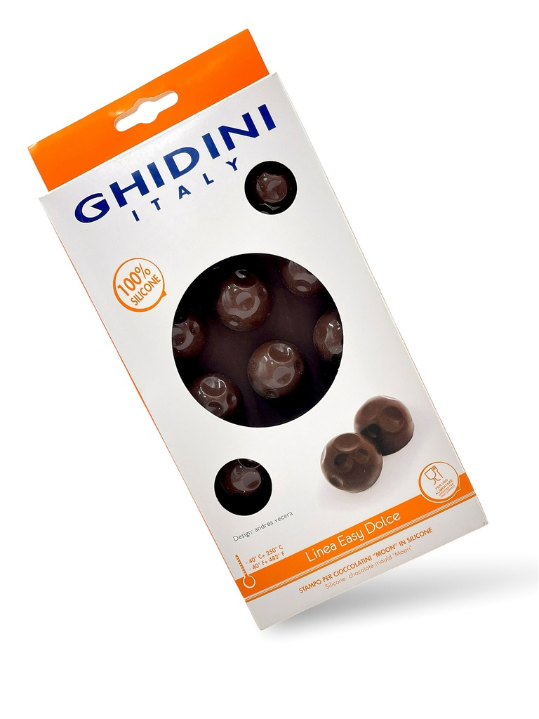 MOLDE MOON PARA BOMBONES DE CHOCOLATE DE SILICONAA 21.5x10.5CM GHIDINI