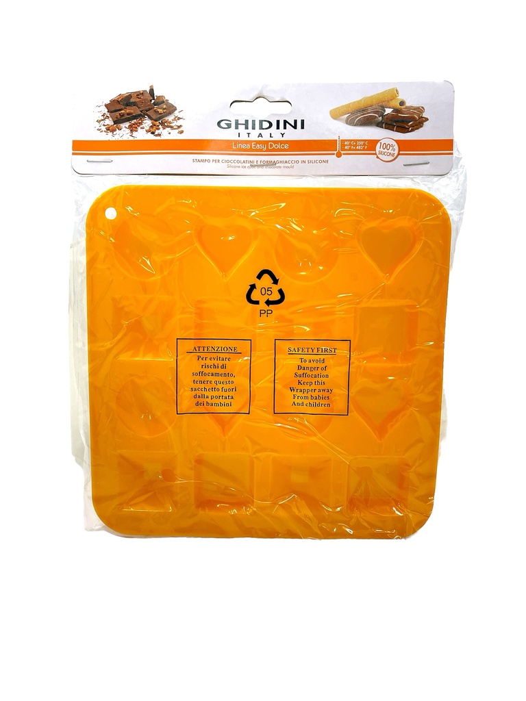 MOLDE DE 16 FIGURAS SURTIDAS DE SILICONAA 18.5x23.5x2.5CM GHIDINI