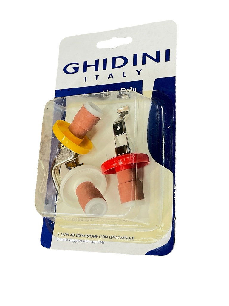 SET DE TAPONES EXPANSIBLES CON ABRIDOR DE BOTELLAS 3 PIEZAS GHIDINI