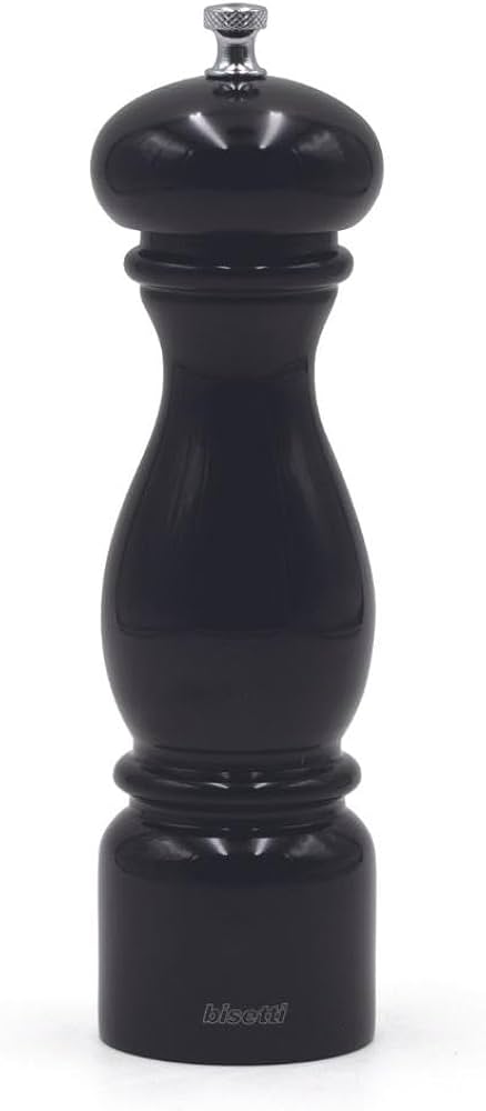 MOLINO DE PIMIENTA DE MADERA NEGRO CON ENGRANAJE DE CERAMICA 22CM BISETTI