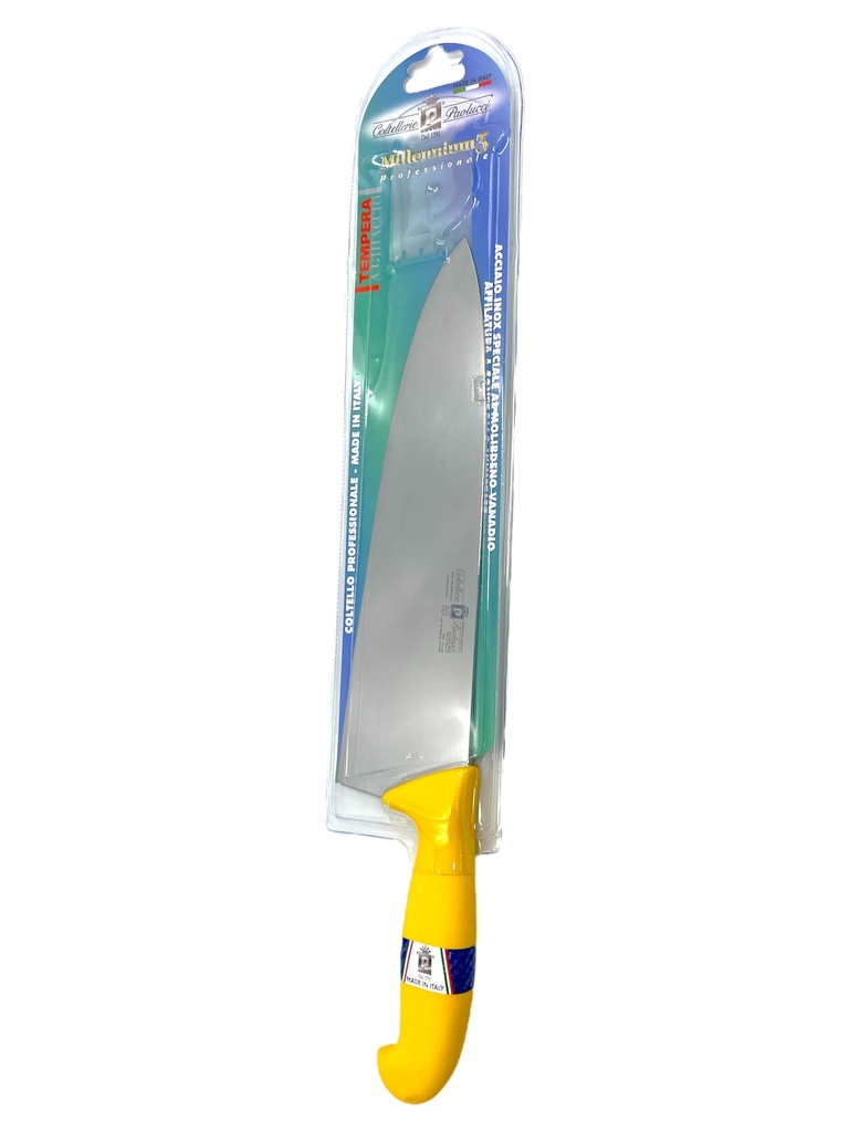 CUCHILLO PROFESIONAL DE ACERO INOXIDABLE CON MANGO ANTIDESLIZANTE AMARILLO 26 CM PAOLUCCI