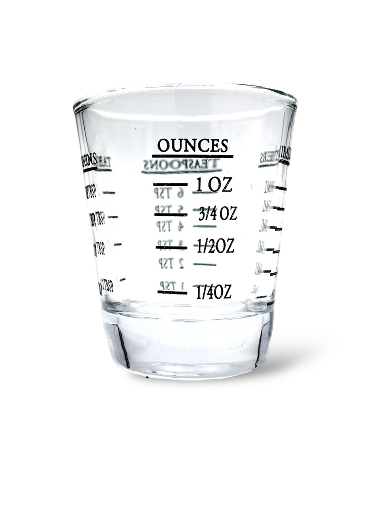 VASO MEDIDOR DE VIDRIO DE 1 OZ 30 ML 
