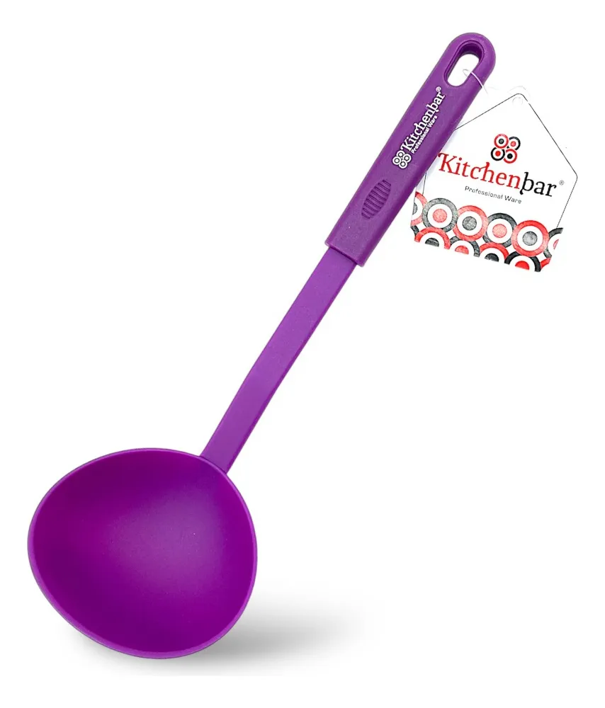 CUCHARA PARA SOPA DE NYLON MORADO 30 CM KITCHENBAR