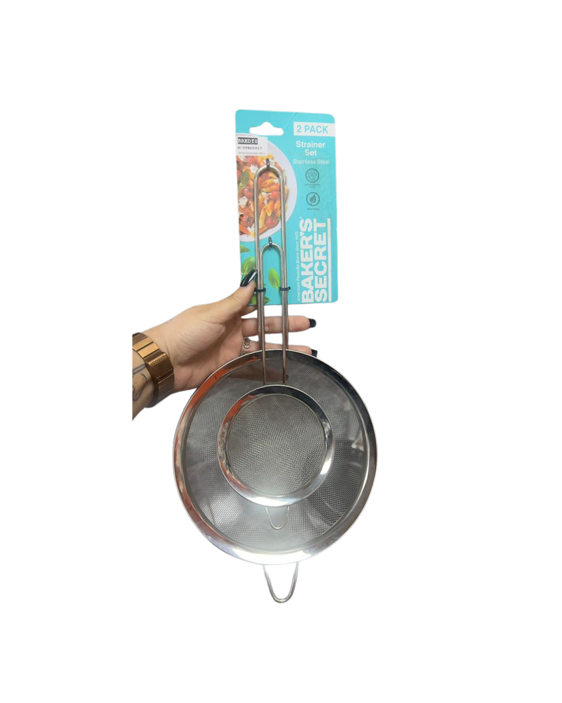 SET DE COLADORES DE ACERO INOXIDABLE 14 Y 8 CM BAKERS SECRET