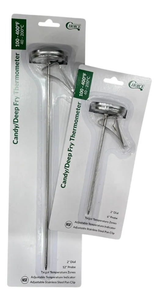 TERMOMETRO PARA CARAMELOS Y FRITURAS DE ACERO INOXIDABLE 30 CM CHOICE