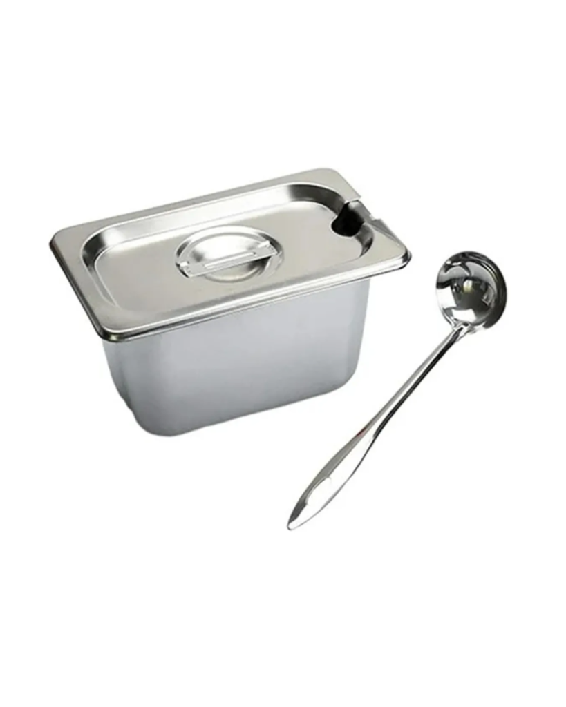 SET DE BANDEJA CON TAPA RANURADA PARA CUCHARÓN 1/9 17,6 X 11 X 15 CM  IMARCA