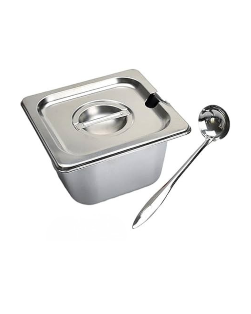 SET DE BANDEJA CON TAPA RANURADA PARA CUCHARÓN 1/6 17,6 X 16,5 X 15 CM IMARCA