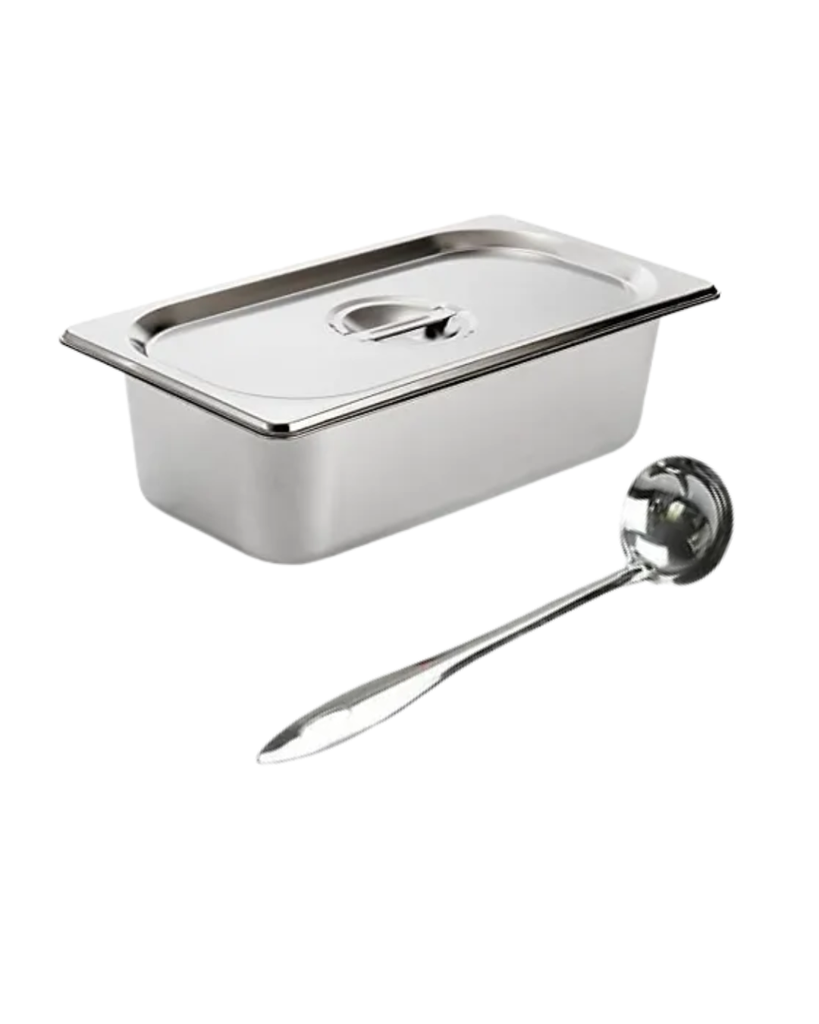 SET DE BANDEJA CON TAPA RANURADA PARA CUCHARÓN 1/3 32,5 X 17,6 X 15 CM  IMARCA