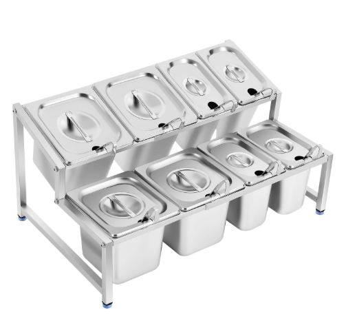 ORGANIZADOR 8 BANDEJAS CON TAPA Y CUCHARONES DE ACERO INOXIDABLE 59.9X34X24.9CM IMARCA