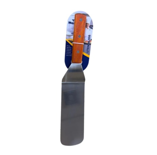 ESPÁTULA FLEXIBLE LISA DE ACERO INOXIDABLE CON MANGO DE MADERA 27 CM MEITAL