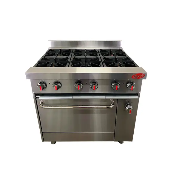 COCINA A GAS DE 6 HORNILLAS Y HORNO DE ACERO INOXIDABLE 85,8X92X87 CM  IBOIA 